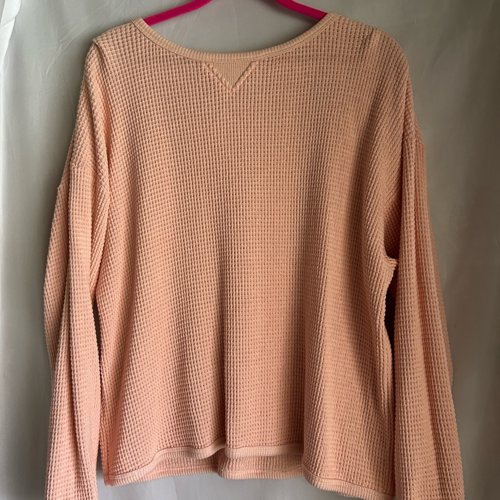 Pink Crew Neck Sweater with Relaxed Fit and Textured Knit